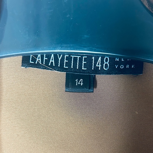 Lafayette 148 Copper Bronze True Wrap Long Sleeve Collared Silk Blouse size 14 - Picture 2 of 10